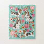Basset Hound Dog  Florals Legpuzzel (Verticaal)