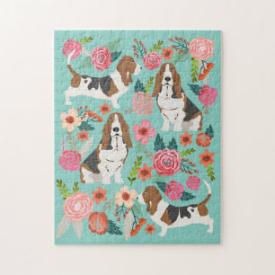 Basset Hound Dog  Florals Legpuzzel