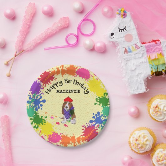 Basset Hound Dog Fun Art Birthday Party Papieren Bordje (Feest)
