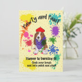 Basset Hound Dog Fun Art verjaardagsuitnodiging Kaart (Staand voorkant)