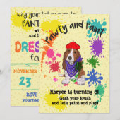 Basset Hound Dog Fun Art verjaardagsuitnodiging Kaart (Voorkant / Achterkant)