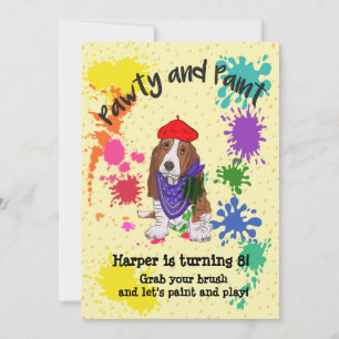 Basset Hound Dog Fun Art verjaardagsuitnodiging Kaart