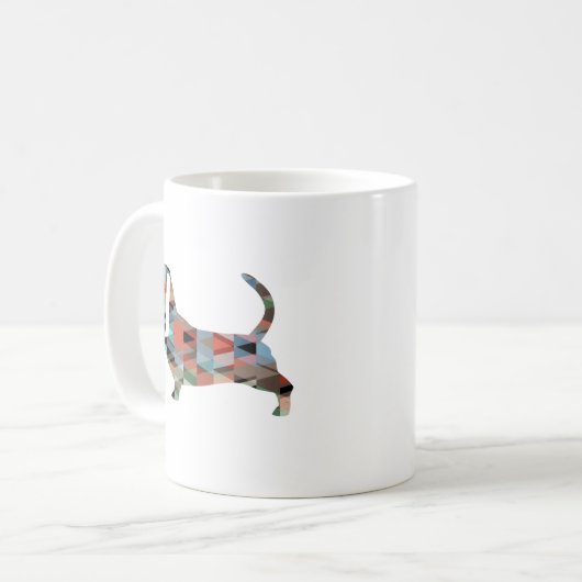 Basset Hound Dog Geometric Pattern Silhouette Koffiemok (Voorkant links)