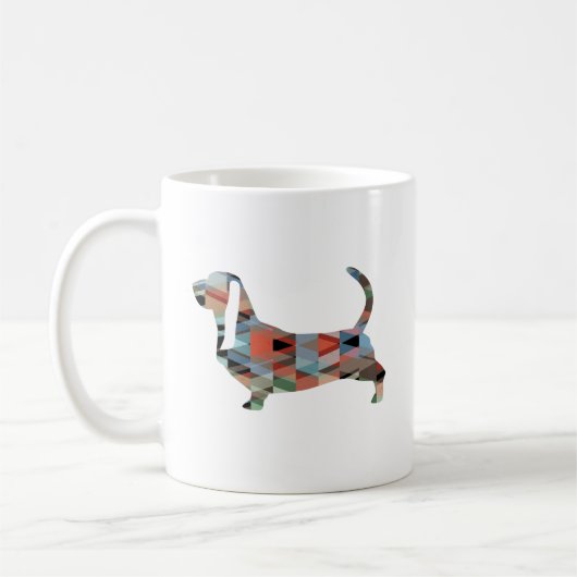 Basset Hound Dog Geometric Pattern Silhouette Koffiemok (Links)