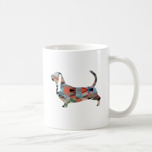 Basset Hound Dog Geometric Pattern Silhouette Koffiemok (Rechts)