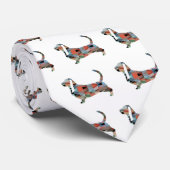Basset Hound Dog Geometric Pattern Silhouette Stropdas (Opgerold)