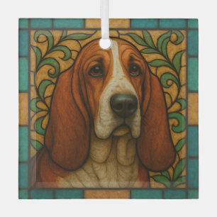 Basset Hound Dog "Glas in lood" Glas Ornament