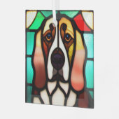 Basset Hound Dog "Glas in lood" Glas Ornament (Voorkant links)