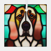 Basset Hound Dog "Glas in lood" Glas Ornament (Achterkant)