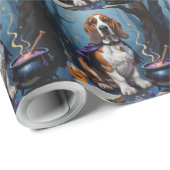 Basset Hound Dog grillig Halloween schilderij Cadeaupapier (Rol Hoek)