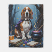 Basset Hound Dog grillig Halloween schilderij Fleece Deken (Voorkant)