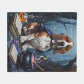 Basset Hound Dog grillig Halloween schilderij Fleece Deken (Voorkant (Horizontaal))