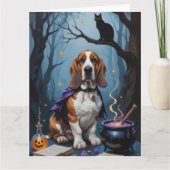 Basset Hound Dog grillig Halloween schilderij Kaart (Voorkant)