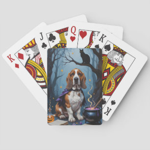 Basset Hound Dog grillig Halloween schilderij Pokerkaarten