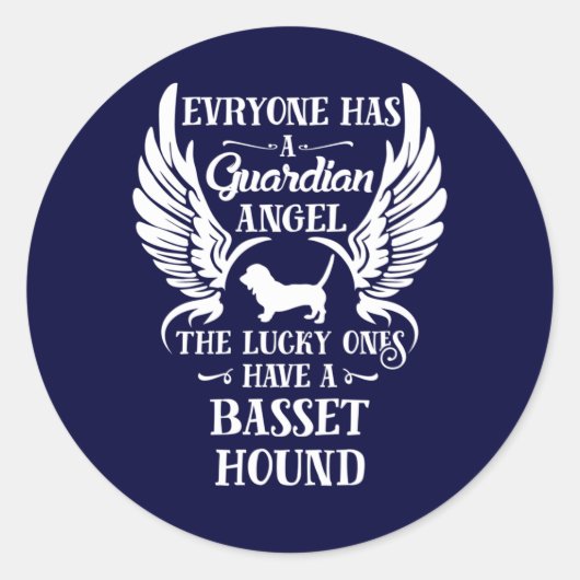 Basset hound dog guardian angel ronde sticker (Voorkant)