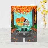 Basset Hound Dog Herfst Pumpkin Kaart (Gele Bloem)