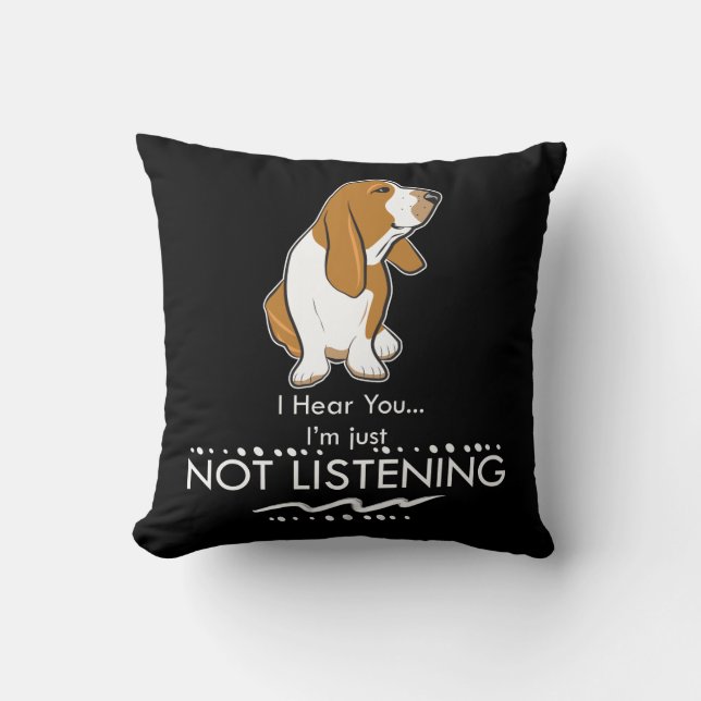 Basset Hound Dog - Hoor je dat ik niet luister Kussen (Voorkant)