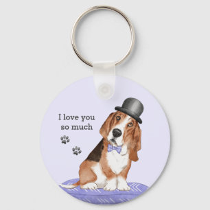 Basset Hound Dog Illustratie Sleutelhanger