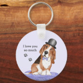 Basset Hound Dog Illustratie Sleutelhanger (Voorkant)