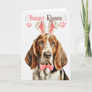 Basset Hound Dog in Bunny Ears Pasen Feestdagen Kaart