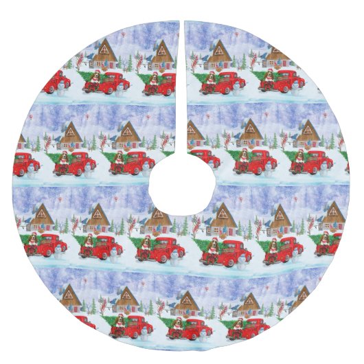 Basset Hound dog in kerstbestelling Vrachtwagen sn Kerstboom Rok (Voorkant)