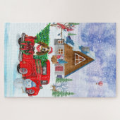 Basset Hound dog in kerstbestelling Vrachtwagen sn Legpuzzel (Horizontaal)