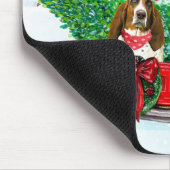 Basset Hound dog in kerstbestelling Vrachtwagen sn Muismat (Hoek)