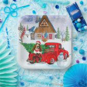 Basset Hound dog in kerstbestelling Vrachtwagen sn Papieren Bordje (Feest)