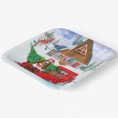 Basset Hound dog in kerstbestelling Vrachtwagen sn Papieren Bordje (Gebogen)