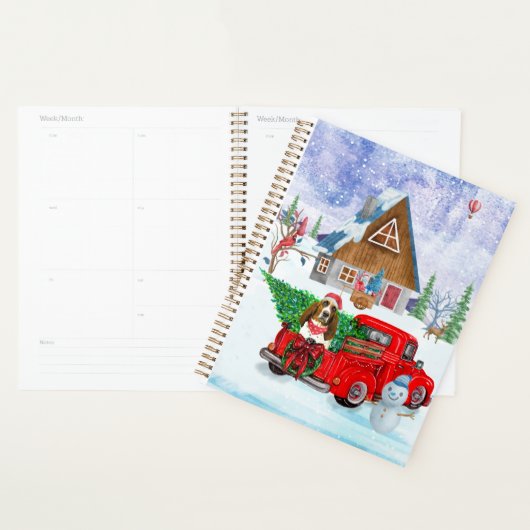 Basset Hound dog in kerstbestelling Vrachtwagen sn Planner (Display)
