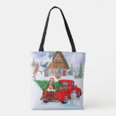 Basset Hound dog in kerstbestelling Vrachtwagen sn Tote Bag (Achterkant)
