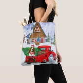 Basset Hound dog in kerstbestelling Vrachtwagen sn Tote Bag (Dichtbij)