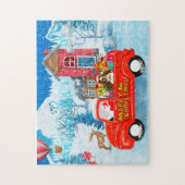 Basset Hound Dog in kerstcadeau Truck Snow Legpuzzel (Verticaal)