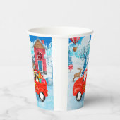 Basset Hound Dog in kerstcadeau Truck Snow Papieren Bekers (Rechts)