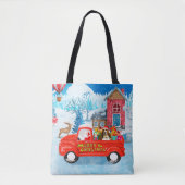 Basset Hound Dog in kerstcadeau Truck Snow Tote Bag (Voorkant)