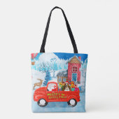 Basset Hound Dog in kerstcadeau Truck Snow Tote Bag (Achterkant)
