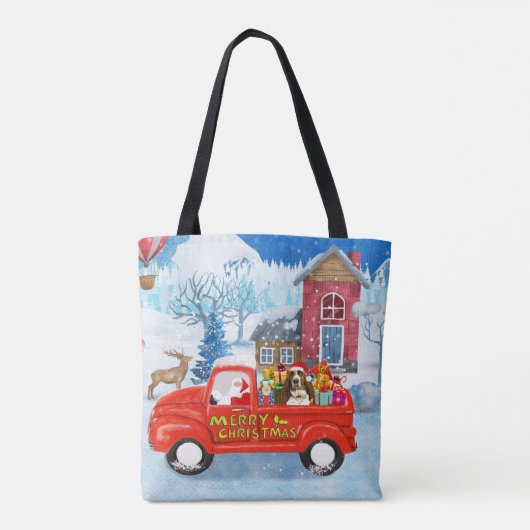 Basset Hound Dog in kerstcadeau Truck Snow Tote Bag (Achterkant)