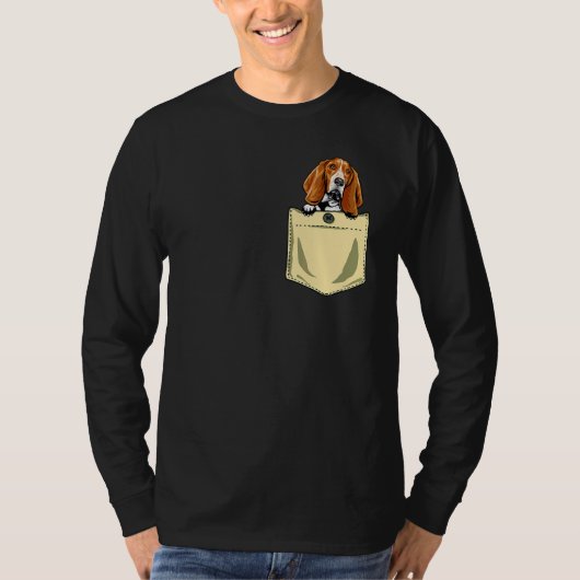 Basset Hound Dog in Pocket Puppy T-shirt (Voorkant)