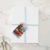 Basset Hound Dog in Sledge Let It Snow Christmas Cadeaulabel (Met Touw)