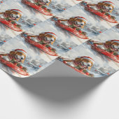 Basset Hound Dog in Sledge Let It Snow Christmas Cadeaupapier (Hoek)