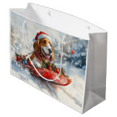 Basset Hound Dog in Sledge Let It Snow Christmas Groot Cadeauzakje (Achterkant Gekanteld)
