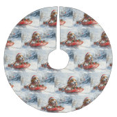 Basset Hound Dog in Sledge Let It Snow Christmas Kerstboom Rok (Voorkant)