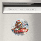 Basset Hound Dog in Sledge Let It Snow Christmas Magneet (Insitu (Vaatwasser))