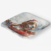 Basset Hound Dog in Sledge Let It Snow Christmas Papieren Bordje (Gebogen)
