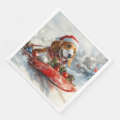 Basset Hound Dog in Sledge Let It Snow Christmas Servet (Hoek)