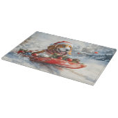 Basset Hound Dog in Sledge Let It Snow Christmas Snijplank (Hoek)