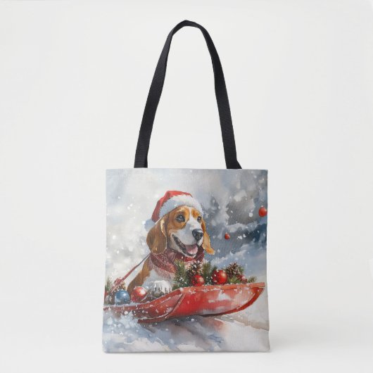 Basset Hound Dog in Sledge Let It Snow Christmas Tote Bag (Voorkant)