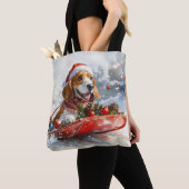Basset Hound Dog in Sledge Let It Snow Christmas Tote Bag (Dichtbij)