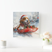 Basset Hound Dog in Sledge Let It Snow Christmas Vierkante Klok (Huis)