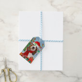 Basset Hound Dog in sneeuw met kerstcadeautjes Cadeaulabel (Met Touw)